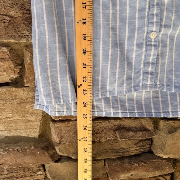 Da-sh XL Striped Blue White Cap Sleeve Button Up Women's Cotton Blouse Coastal - Picture 12 of 12